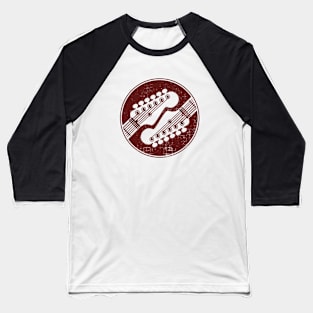 Electric Guitar Headstock Circle Light Theme Baseball T-Shirt